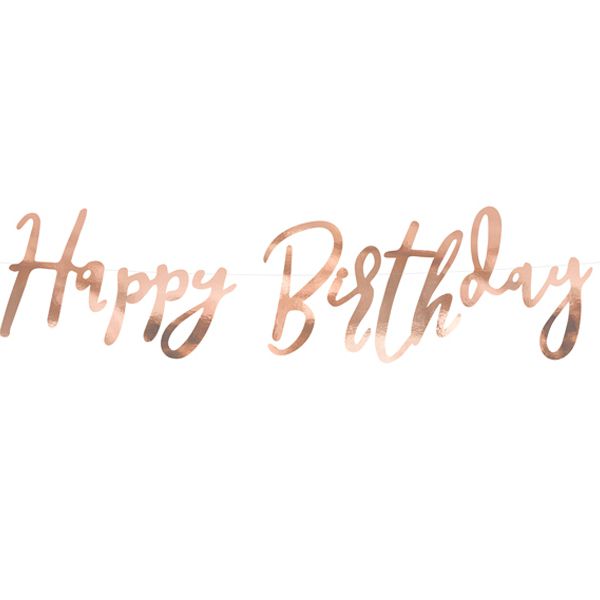 Гирлянда Happy Birthday розовое золото 