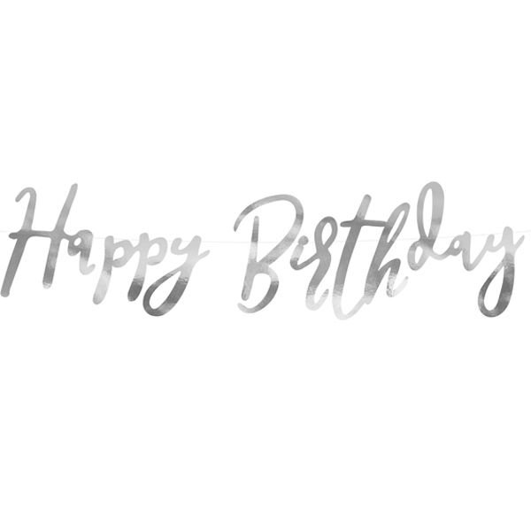 Гирлянда Happy birthday серебро 
