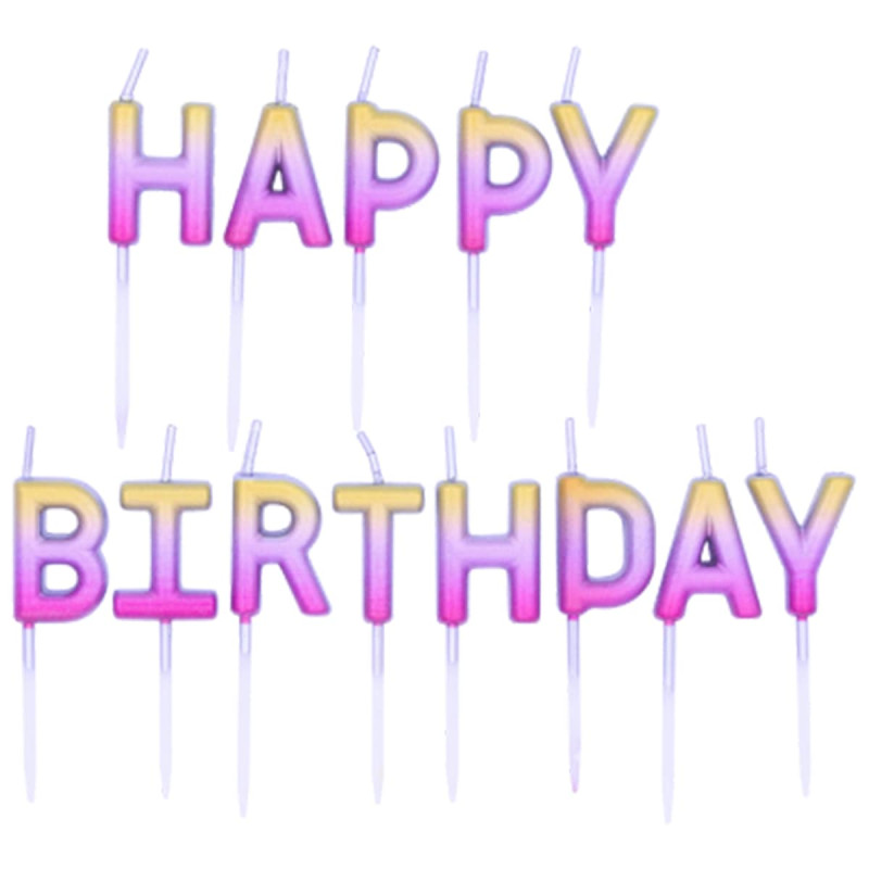 Свічки Happy Birthday рожеві омбре