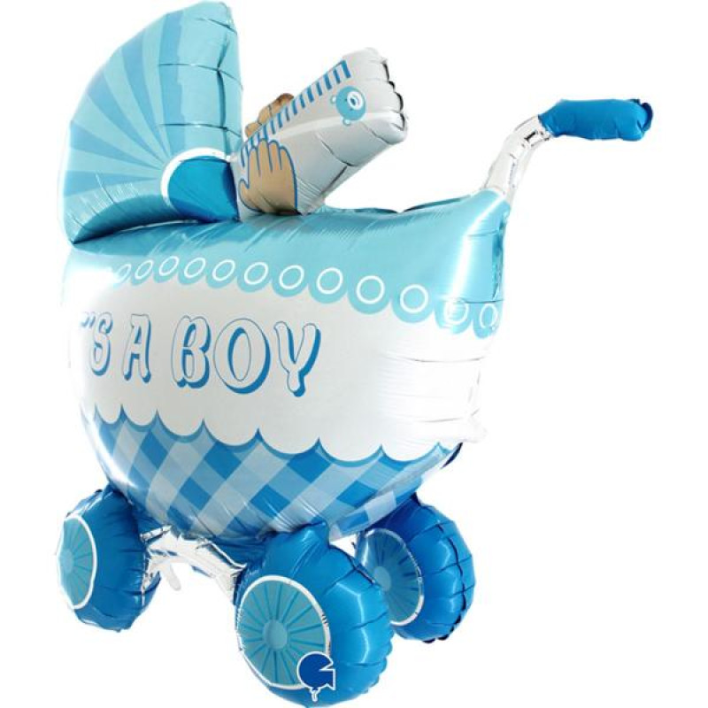 Коляска голубая 3D 80*80 см