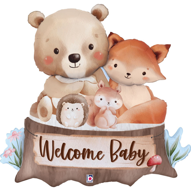 Лесные друзья на выписку Welcome Baby бохо  74x73 см