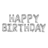 Гірлянда надувна Happy Birthday срібна