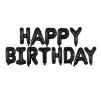 Гірлянда надувна Happy Birthday чорна