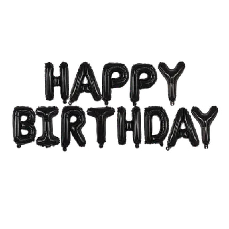Гірлянда надувна Happy Birthday чорна